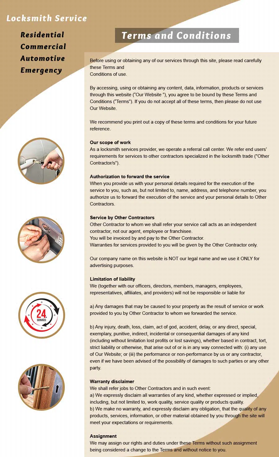 Pittsburgh Local Locksmith, Pittsburgh, PA 412-226-6536 - Terms-and-Condition